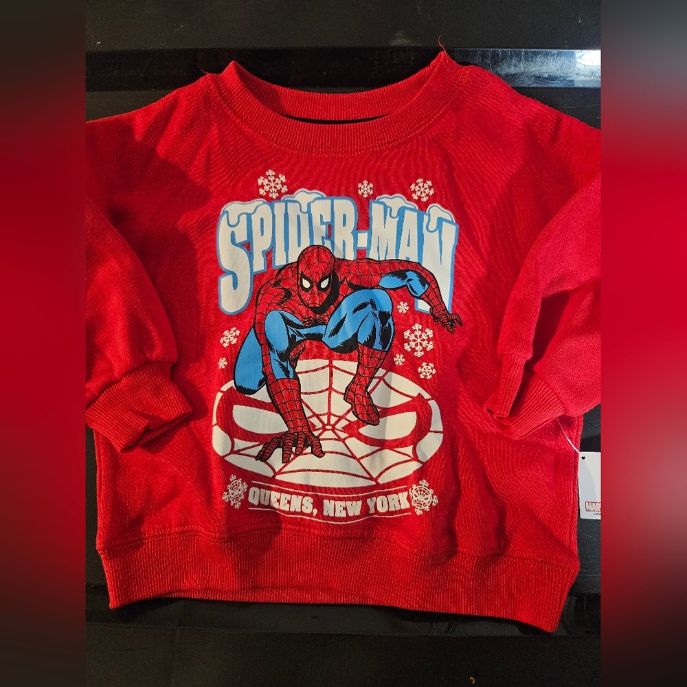 MARVEL SPIDERMAN BABY SWEATSHIRT: RED: NEW WITH TAGS: SIZE 12 MTH